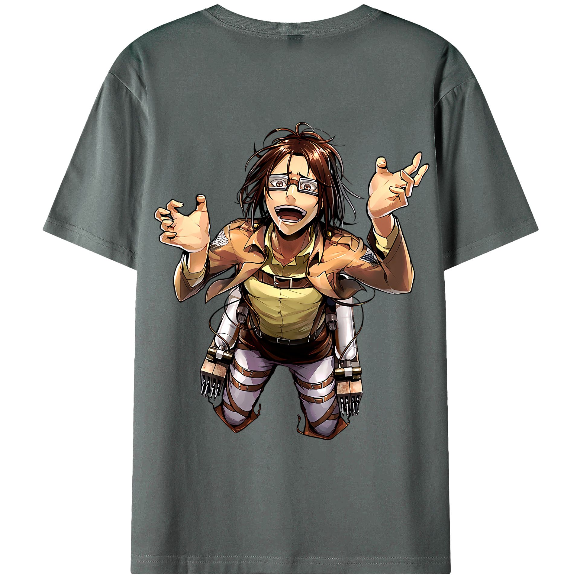 （画像用） 進撃の巨人 ハンジ·ゾエ Attack on Titan Hanji Zoe 綿100％ メンズ半袖Tシャツ（バックプリント） 通気性